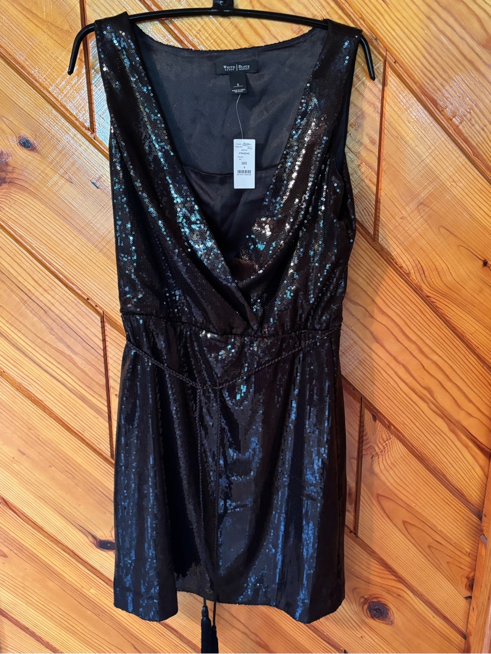 White House Black Market Black Shimmer Fabric Dress Label